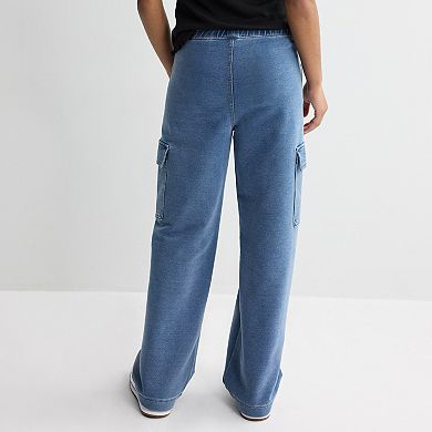 Girls 7-16 Vanilla Star Knit Wide Leg Cargo Pants