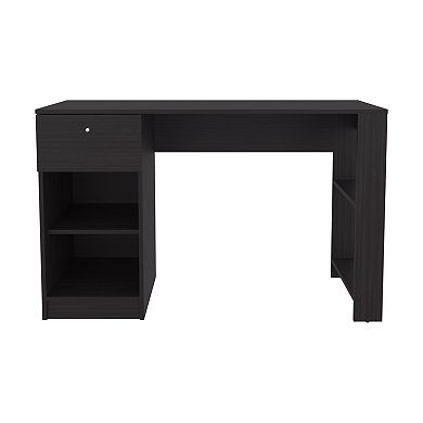 Writing Desk with One Drawer and Four Shelves, Space-Saving Home Office Desk or Workspace.