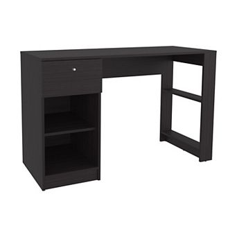 Writing Desk with One Drawer and Four Shelves, Space-Saving Home Office Desk or Workspace.