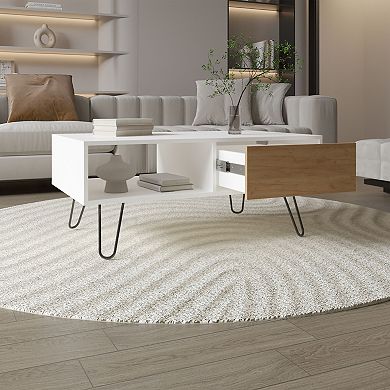 Tori 39" Wide Coffee Table With One Drawer, One Shelf, Rectangular, Living Room