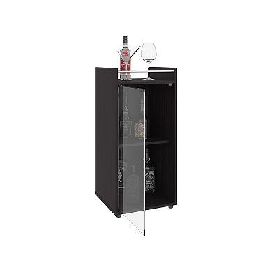 Theba Minibar Cabinet Two Doors, Open Shelf And Compact Design, Modern Bar Storage