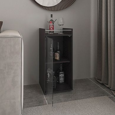 Theba Minibar Cabinet Two Doors, Open Shelf And Compact Design, Modern Bar Storage