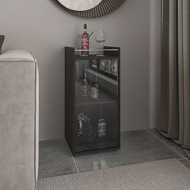 Theba Minibar Cabinet Two Doors, Open Shelf And Compact Design, Modern Bar Storage
