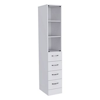 Vanguard Linen Cabinet, Three Shelves, Four Drawers