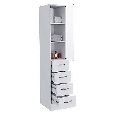 Vanguard Linen Cabinet, Three Shelves, Four Drawers
