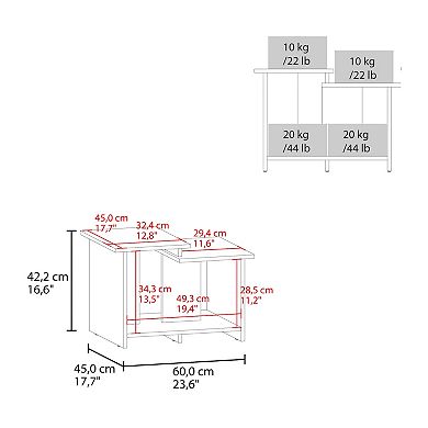 Weman 23.6" W Coffee Table With Open Shelf Living Room, Home Office Storage