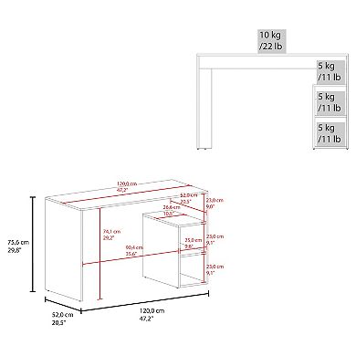 Solid 47" Wide Four Shelves Writting Desk, Home Office, Living Room, Gamer Desk