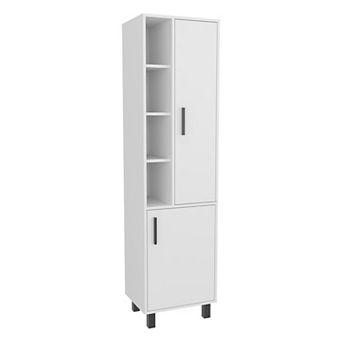 Stanton Tall Storage Cabinet With Two Doors And Three Open Shelves
