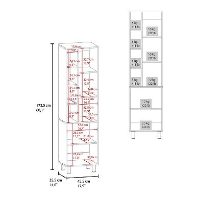 Stanton Tall Storage Cabinet With Two Doors And Three Open Shelves