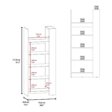 Woodstock Bookcase, Modern Vertical Design, Freestanding Storage Unit