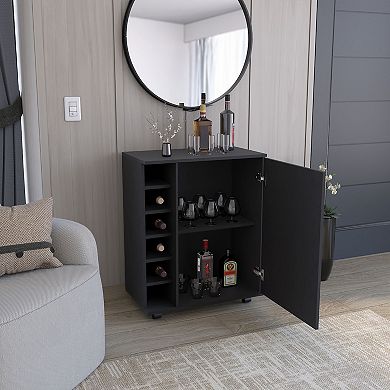 Wick Bar Cart with Integrated Wine Storage, Spacious Cabinet And Smooth Rollers
