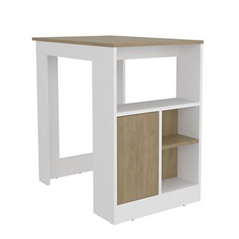 Stirling Kitchen Island With 1-Door Cabinet Push To Open System And Side Shelves