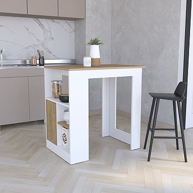 Stirling Kitchen Island With 1-Door Cabinet Push To Open System And Side Shelves