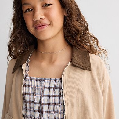 Girls 8-16 Trixxi Plaid Dress with Barn Jacket