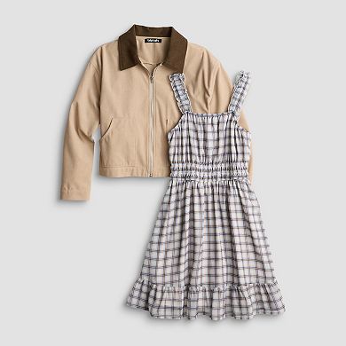 Girls 8-16 Trixxi Plaid Dress with Barn Jacket
