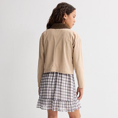 Girls 8-16 Trixxi Plaid Dress with Barn Jacket