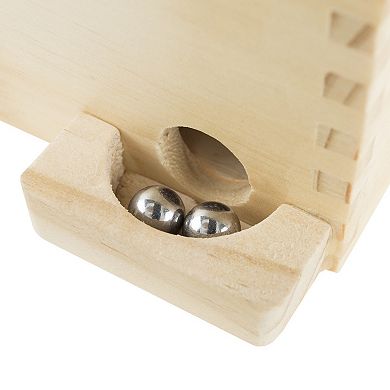 Hey! Play! Wooden Labyrinth Game with Rotating Surface & 2 Steel Marbles