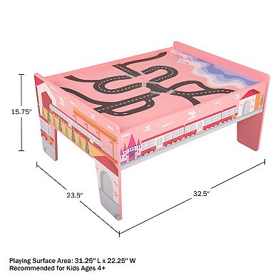 Hey! Play! 75-Piece Wooden Train Set with Table