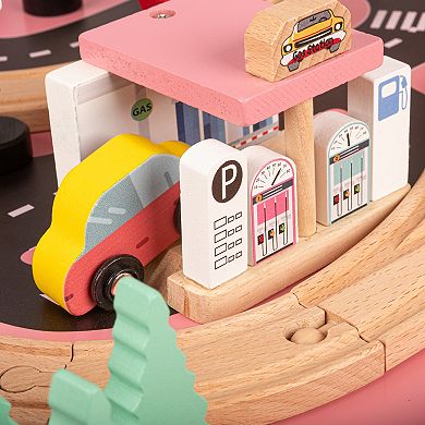 Hey! Play! 75-Piece Wooden Train Set with Table