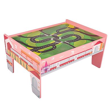 Hey! Play! 75-Piece Wooden Train Set with Table