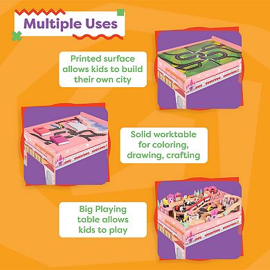 Hey! Play! 75-Piece Wooden Train Set with Table