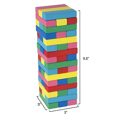 Hey! Play! Classic Wooden Blocks Stacking Game with Carrying Bag