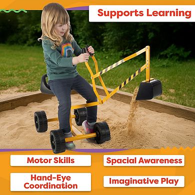Hey! Play! Ride-On Excavator Toy with Comfortable Seat & High-Quality Metal Bucket