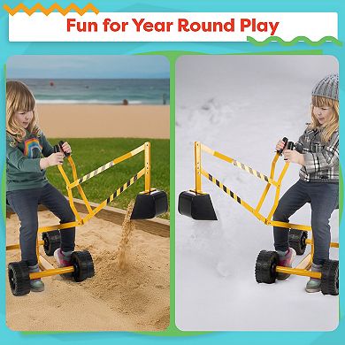 Hey! Play! Ride-On Excavator Toy with Comfortable Seat & High-Quality Metal Bucket