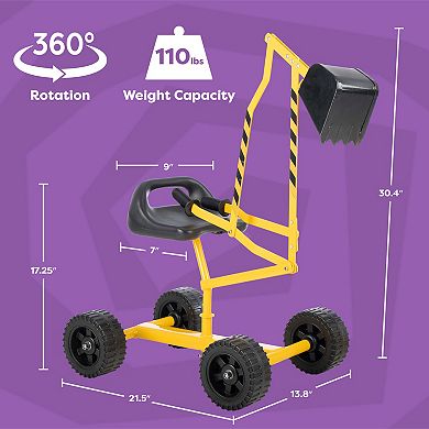Hey! Play! Ride-On Excavator Toy with Comfortable Seat & High-Quality Metal Bucket