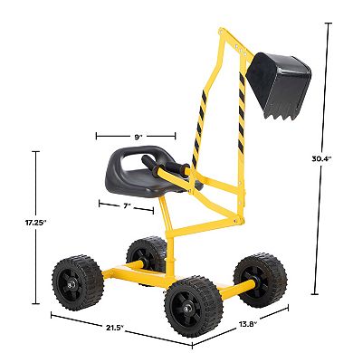 Hey! Play! Ride-On Excavator Toy with Comfortable Seat & High-Quality Metal Bucket