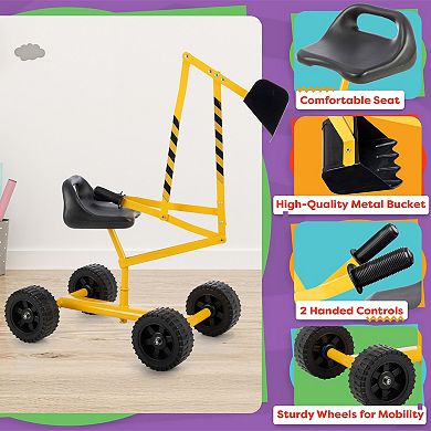 Hey! Play! Ride-On Excavator Toy with Comfortable Seat & High-Quality Metal Bucket