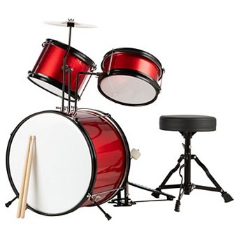 Hey! Play! 3 pc Kids Drum & Stool Set