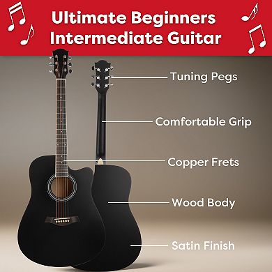 Hey! Play! 41 Inch Acoustic Guitar Kit & 6-Piece Accessory Set
