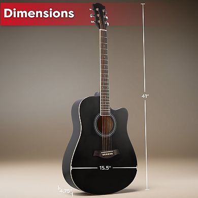 Hey! Play! 41 Inch Acoustic Guitar Kit & 6-Piece Accessory Set