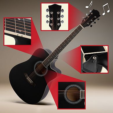 Hey! Play! 41 Inch Acoustic Guitar Kit & 6-Piece Accessory Set
