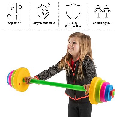 Hey! Play! Kids Weight Set with Barbell & 8 Plates