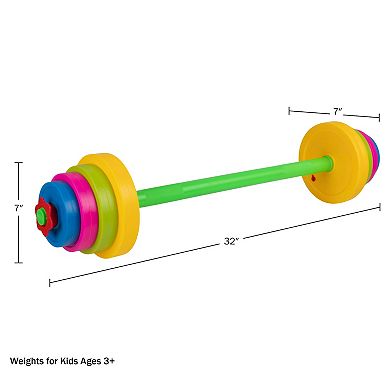 Hey! Play! Kids Weight Set with Barbell & 8 Plates