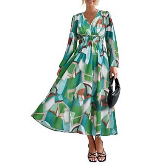 Womens Elegant Bohemian Long Sleeve Maxi Dress