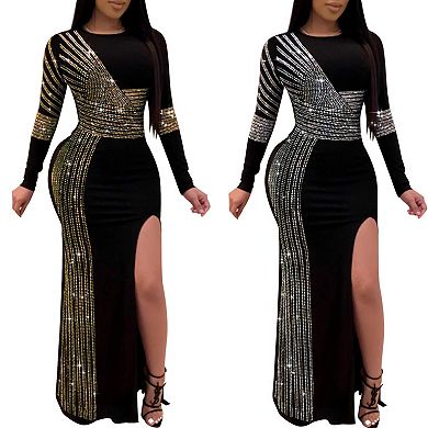 Womens Evening Bodycon Dress with Slit for Parties