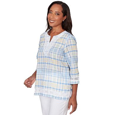 Women's Alfred Dunner Plaid Embellished Lace Top