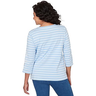 Women's Alfred Dunner Embroidered Sleeve Top with Necklace