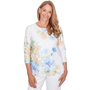 Women's Alfred Dunner Placed Floral Stripe Top