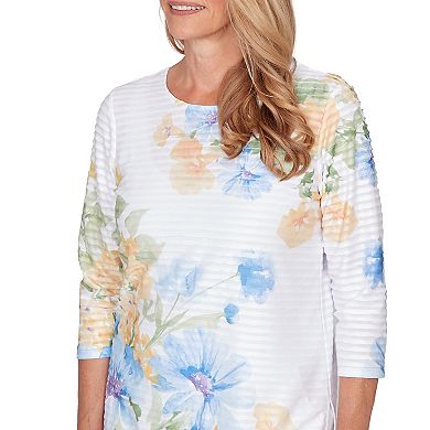Women's Alfred Dunner Placed Floral Stripe Top