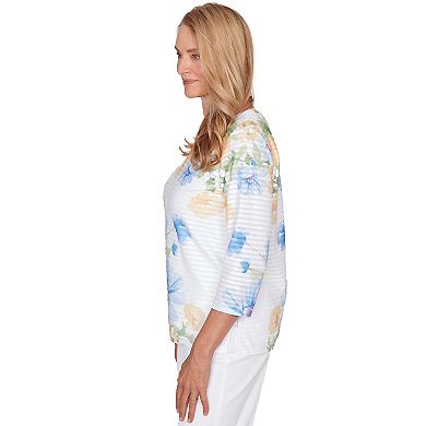 Women's Alfred Dunner Placed Floral Stripe Top