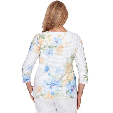 Women's Alfred Dunner Placed Floral Stripe Top
