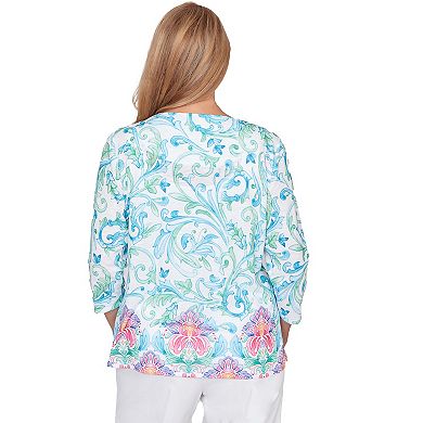 Women's Alfred Dunner Scroll Border Embellished Neck Top