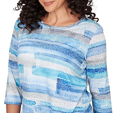Women's Alfred Dunner Brushstroke Embellished Neck Top