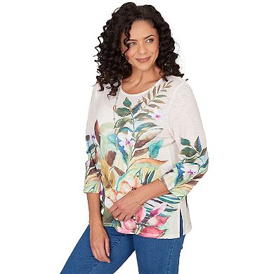 Women's Alfred Dunner Tropical Print Top with Necklace