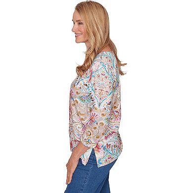 Women's Alfred Dunner Paisley Floral Pleated Neck Top