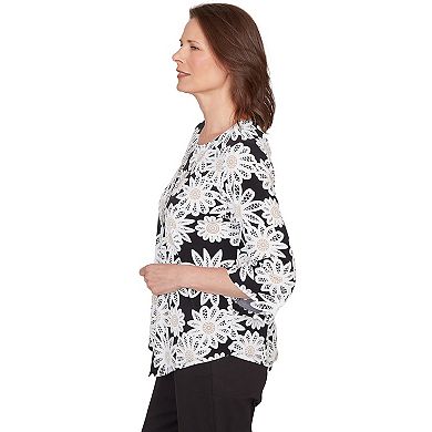 Women's Alfred Dunner Daisy Pointed Hem Top with Necklace